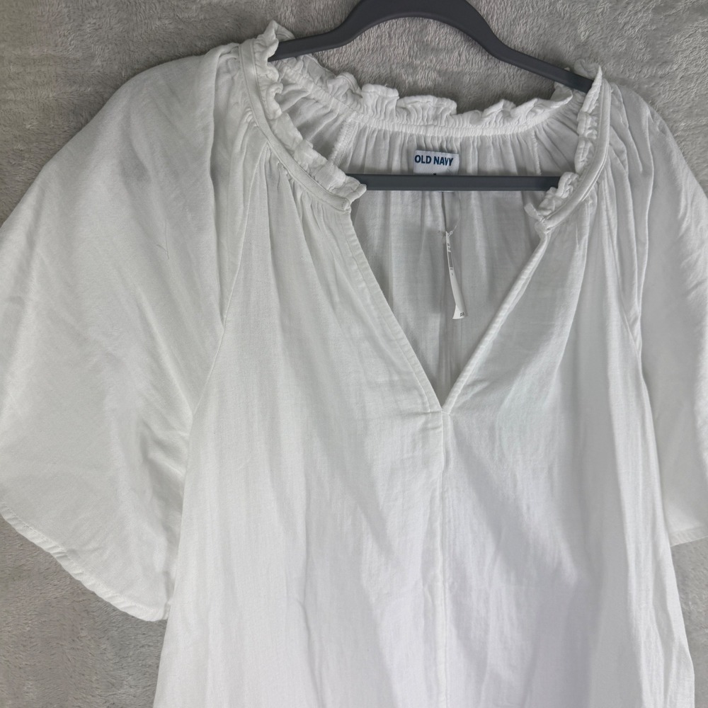 Old Navy Cotton Gauze white mini dress‎ Sz M oversized  vacation resort NEW - Picture 4 of 15